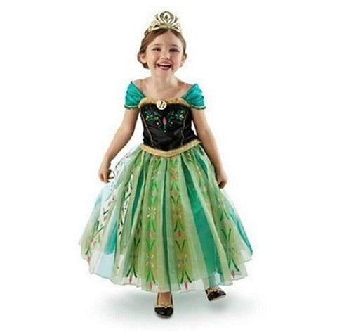 DaHeng Girls Princess Green Anna Fancy Dress Costume