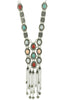 SUNSCSC Vintage Retro Rhinestone Turquoise Long Boho Bohemian Statement Necklace for Women