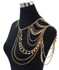 JoJo&Lin Gold Tone Harness Multilayer Body Chain with Beads Necklace Love Rocks Shoulder Drape