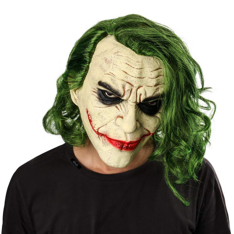 WeixinyuanST Adult Men Knight Joker Clown Costume Latex Mask Creepy Scary Halloween Cosplay Party Props