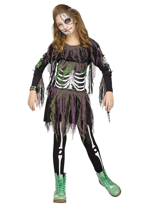 Fun World Little Girl's Big Girls' Zombie Skeleton 3D Costume Childrens Costume