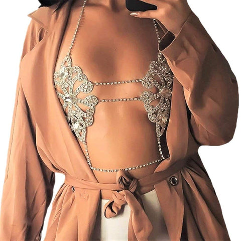 JeVenis Luxury Harness Bikini Rhinestone Bralette Body Chains Belly Chain Jewelry