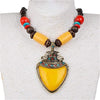 Big Charms Drop Tassel Fringe Wood Beaded Enamel Collar Statement Necklace Pendant