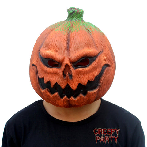 CreepyParty Deluxe Novelty Halloween Costume Party Props Latex Pumpkin Head Mask (Pumpkin)