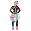 Funky Punky Bones Colorful Skeleton Deluxe Girls Costume Set with Hair Extensions for Halloween Costume Dress Up Parties.