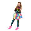 Funky Punky Bones Colorful Skeleton Deluxe Girls Costume Set with Hair Extensions for Halloween Costume Dress Up Parties.