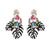 Best lady Fashion Bohemian Wedding Leaf and Flower Drop Earrings Jewelry Earrings for Women Luxury Colorful Big Pendant Earring