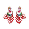 Best lady Fashion Bohemian Wedding Leaf and Flower Drop Earrings Jewelry Earrings for Women Luxury Colorful Big Pendant Earring