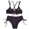 Black Tie Lace Bandage Bikini Strappy Swim