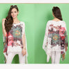 Floral Print Sleeve Chiffon Blouse